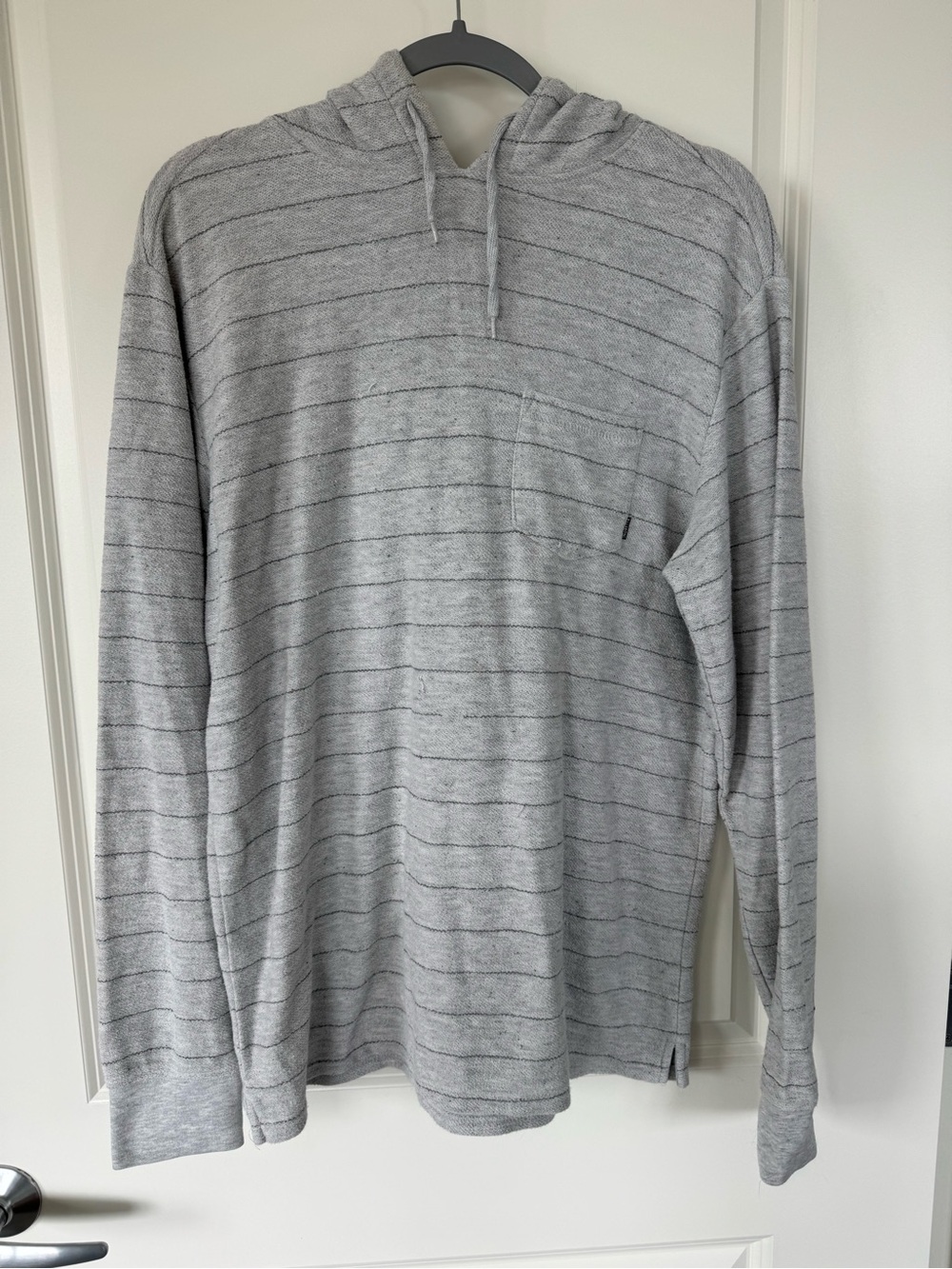 Billabong Gray Striped Hooded Long Sleeve Shirt